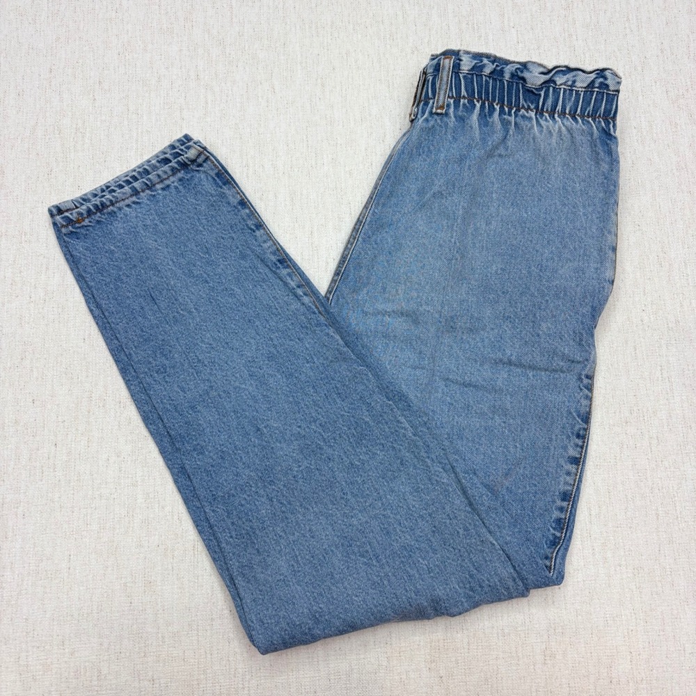 Vintage 80s Gitano High Waisted Mom Jean Medium Wash Pleated Paperbag Waist SZ12